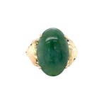 Gouden vintage ring met jade 14 krt, Sieraden, Tassen en Uiterlijk, Ringen, Ophalen of Verzenden, Nieuw