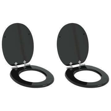 vidaXL Toiletzitting 2 pcs Zwart 44 x 38 cm Bewerkt hout, Verzenden, Nieuw