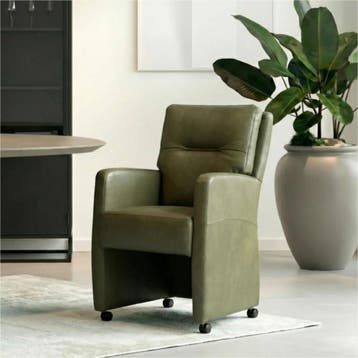 Leren eetkamerstoel Sharp - Granada Moss (olijf/groen) -, Eigentijds, Modern, Overige kleuren, Nieuw, Leer