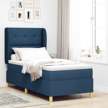 vidaXL Boxspringbed met hoofdeinde Blauw 200 x 80 cm Stof, Verzenden, Nieuw, Blauw, Stof