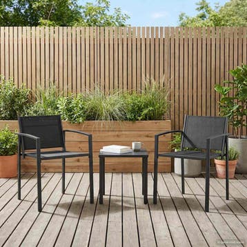 vidaXL Tuinstoelen 2 st Zwart en Anthraciet Textileen stof, Tuin en Terras, Verzenden, Nieuw, Textileen