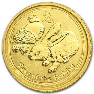 Gouden Lunar II - 1/20 oz 2011 Year of the Rabbit, Verzenden, Losse munt, Goud