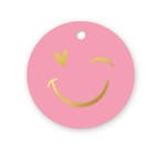 10 Cadeau kaartjes Smiley roze met goud, Verzenden, Nieuw, Overige typen