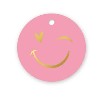 10 Cadeau kaartjes Smiley roze met goud, Verzenden, Nieuw, Overige typen