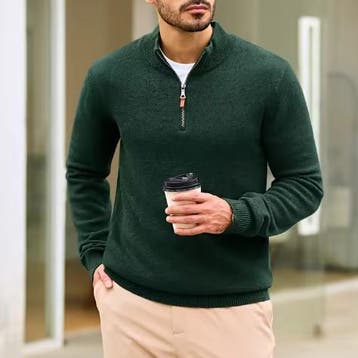 Heren Trui 1/4 Rits Katoen Gebreid Warm Casual Business, Verzenden, Nieuw