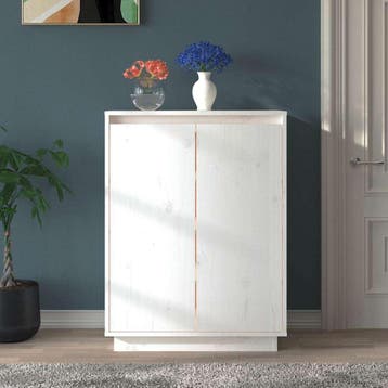 vidaXL Schoenenkast 60x35x80 cm massief grenenhout wit, Verzenden, Nieuw