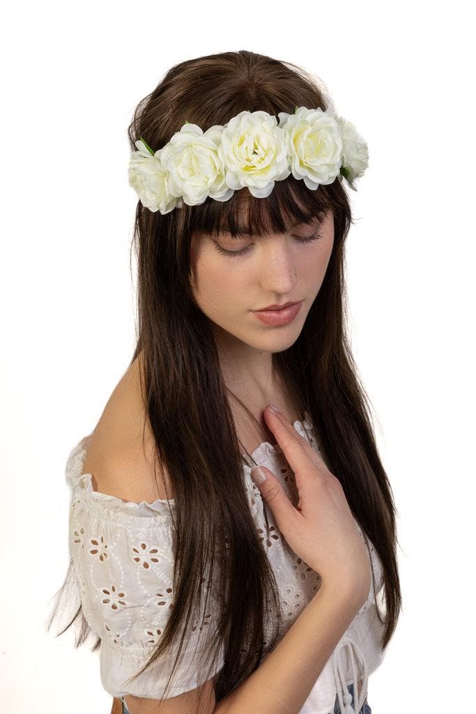 KIMU® Bloemenkrans Haar Rozenkrans Wit Witte Bloemen Haarban, Kleding | Dames, Carnavalskleding en Feestkleding, Accessoires, Nieuw