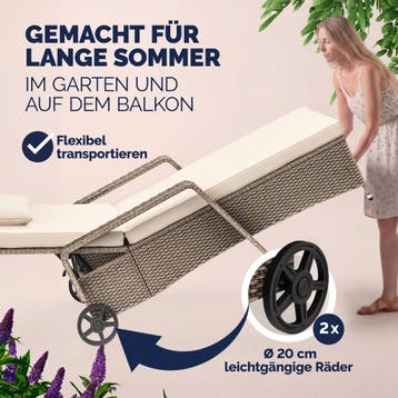 Ligbed Crème/Crème Kunststof 193x90x43cm (Ligbed - Lounge), Tuin en Terras, Verzenden, Nieuw