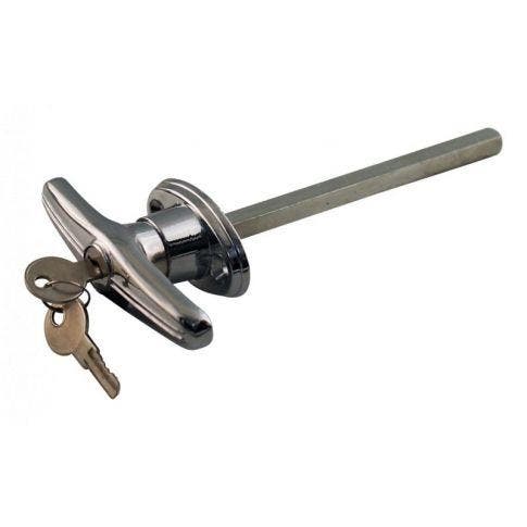 Deurgreep / T-klink met 2 sleutels verchroomd  8 x 125 mm, Caravans en Kamperen, Camper-accessoires, Nieuw, Ophalen of Verzenden