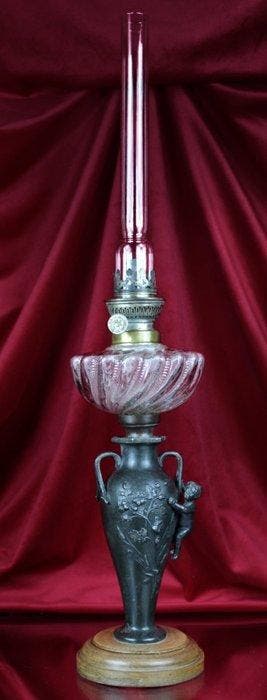 Olielamp - Glas, Metaal, Hout
