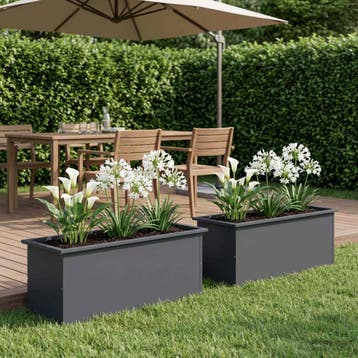 vidaXL Plantenbak met led 2 st Antraciet 40 x 100 x 40 cm, 100 cm of meer, Verzenden, Nieuw, Metaal