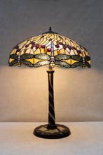 Lamp - Tiffany style - dragonfly - Messing, Glas - 80 cm! XL