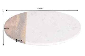 Handgemaakte draaitafel SERVANT 50cm Wit Naturel Marmer, Ophalen of Verzenden, Nieuw