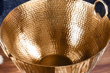 Handgemaakte decoratieve kom ORIENT 40cm goudkleurig metaal, Ophalen of Verzenden, Nieuw