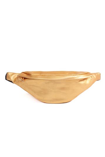 KIMU® Heuptasje Goud Rond Metallic Fanny Pack met Achtervak, Sieraden, Tassen en Uiterlijk, Tassen | Damestassen, Ophalen of Verzenden