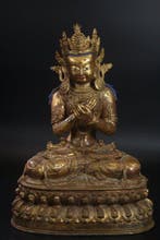 This is a bronze seated statue of Vajrasattva - Brons -, Antiek en Kunst