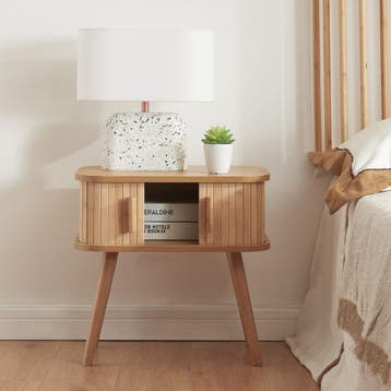 [en.casa] Bijzettafel Nordkapp 48x30x45 cm houtkleurig, Huis en Inrichting, Slaapkamer | Nachtkastjes, Verzenden, Nieuw