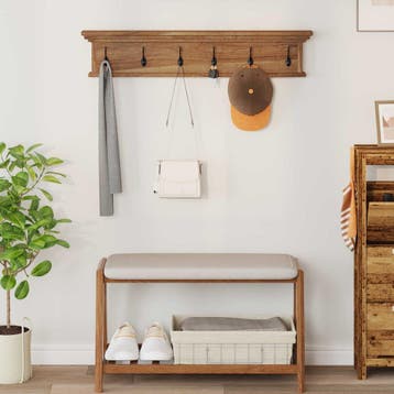 vidaXL Wandkapstok 100 x 10 x 20 cm Naturel Massief Teakhout, Verzenden, Nieuw