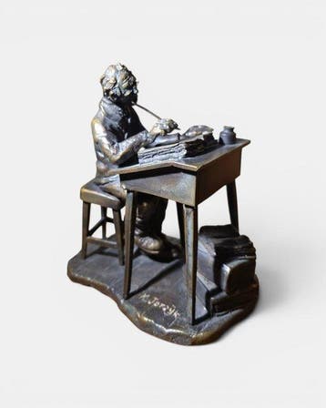 K. Jorík - sculptuur, Gerichtsschreiber - 18 cm - Brons