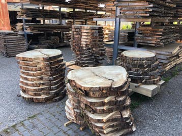 Boomstamschijven Eettafel Salontafel, Ophalen, Overige typen, Nieuw, 50 mm of meer