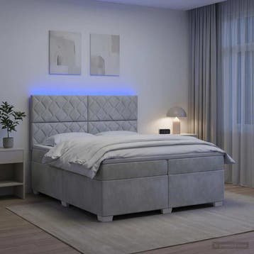 vidaXL Boxspringbed met matras Lichtgrijs 200 x 200 cm, Verzenden, Nieuw, Tweepersoons, Stof