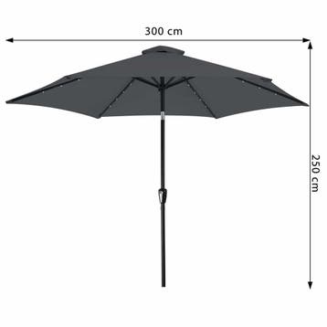 LED Zonne Parasol Florida Antraciet Ø300cm (Tuin en Terras), Verzenden, Nieuw