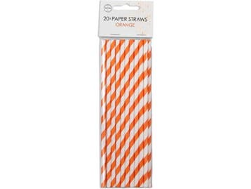 Veiling - Papieren rietjes oranje wit gestreept., Nieuw