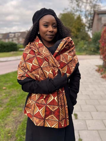 Warme Sjaal met Afrikaanse print Unisex - Bruin Prism, Kleding | Dames, Mutsen, Sjaals en Handschoenen, Ophalen of Verzenden, Nieuw