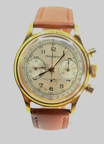 Lemania Watch - Praesent - Stahl Chronograph - Goldhaube -, Nieuw