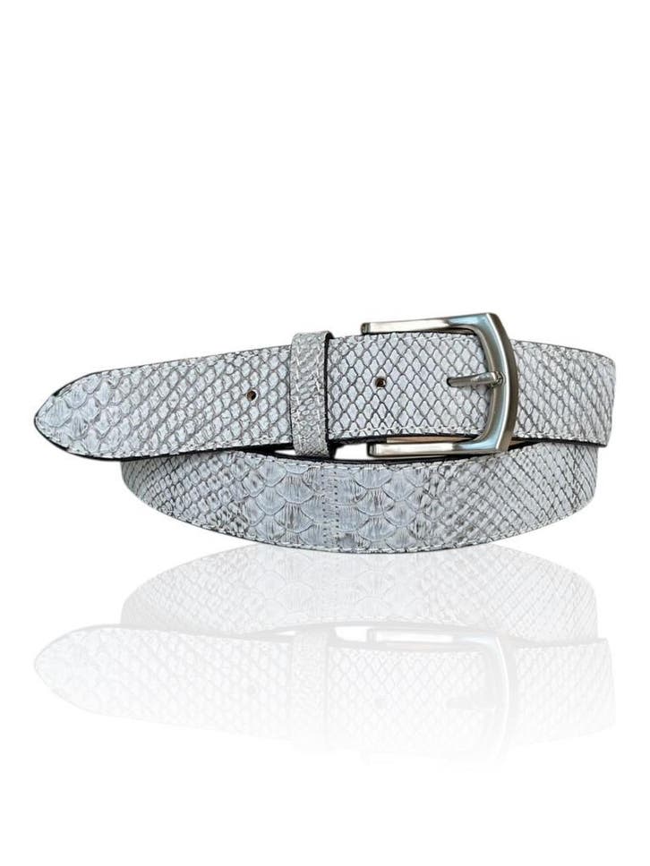 NIEUW Mooie Exclusieve python leren riem grijs AANBIEDING, Kleding | Heren, Riemen en Ceinturen, Echt leder, Overige kleuren, Nieuw