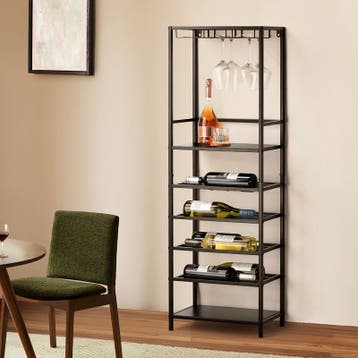 Wijnkast met wijnglazenhouders - 40 x 25 x 120 cm | 12, Verzenden, Nieuw