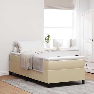 vidaXL Boxspringbed Lichtgrijs en wit. 80 x 200 cm Katoen, Verzenden, Nieuw, Grijs