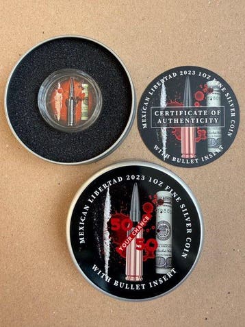 Mexico. 1 Onza 2023 Libertad with Black Bullet insert 1 Oz,, Postzegels en Munten