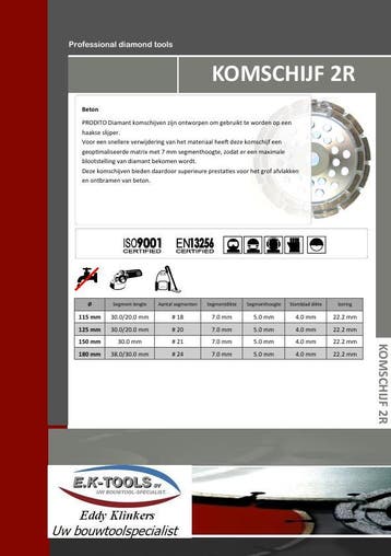 Diamant komschijf 2R afvlakken en ontbramen van beton., Verzenden, Nieuw