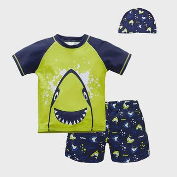 Zwemset Jongens met Haaienprint: T-shirt, Short & Zwempet, Verzenden, Nieuw