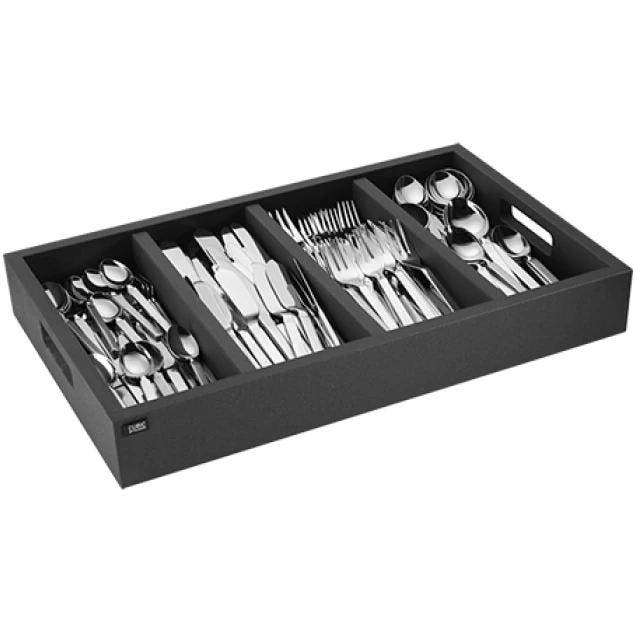 Bestekbak | Hout | Zwart | 4-vaks | 1/1 GN | 539x335x77(h)mm, Zakelijke goederen, Horeca | Keukenapparatuur, Nieuw in verpakking