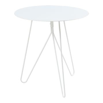 Bijzettafel Nopimi rond metaal 45x43 cm wit mat [en.casa], Huis en Inrichting, Verzenden, Nieuw