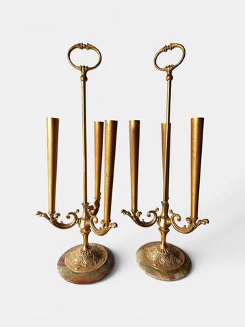 sculptuur, Coppia di candelabri - 56 cm - Brons