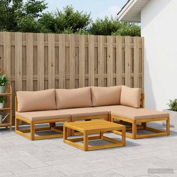 vidaXL Bankstel 5 st Naturel Massief Acaciahout, Tuin en Terras, Verzenden, Nieuw, 5 zitplaatsen