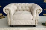 Chesterfield fauteuil 110cm fluweel champagne met, Ophalen of Verzenden, Nieuw