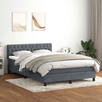 vidaXL Boxspring met matras fluweel donkergrijs 160x210 cm, Verzenden, Nieuw, Tweepersoons, Stof