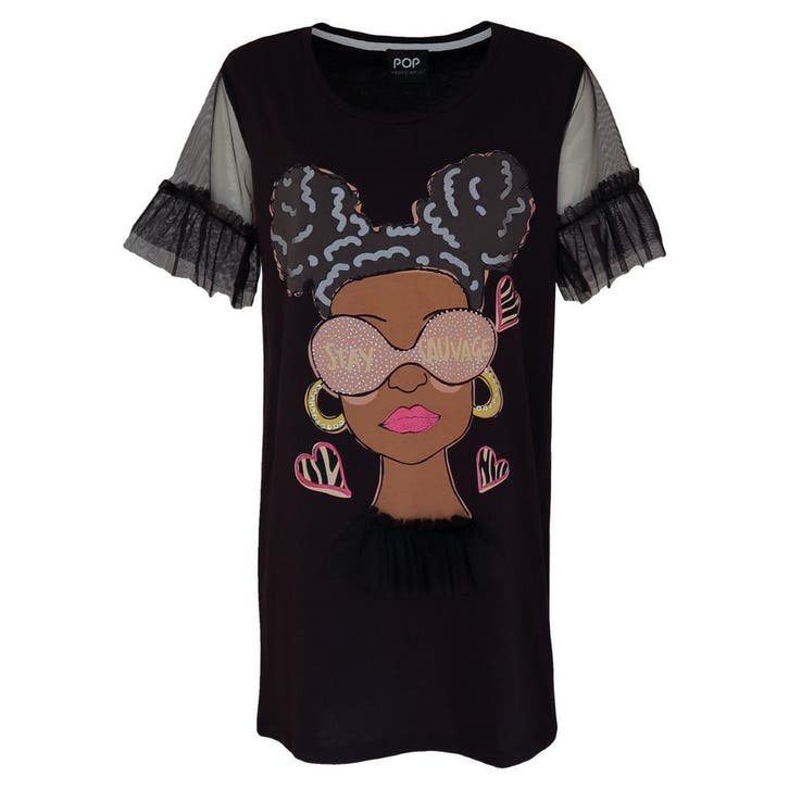 Verysimple • lang zwart shirt met dame • 36 (IT42), Kleding | Dames, Tops, Zwart, Nieuw, Maat 36 (S), Verzenden