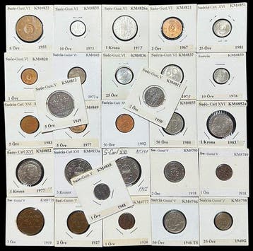 Zweden. 28 Coins | Vintage WWI/Interwar Öre, Silvered