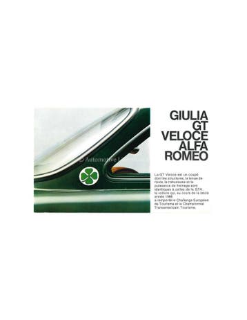1967 ALFA ROMEO GIULIA GT VELOCE BROCHURE FRANS, Nieuw, Alfa Romeo, Author