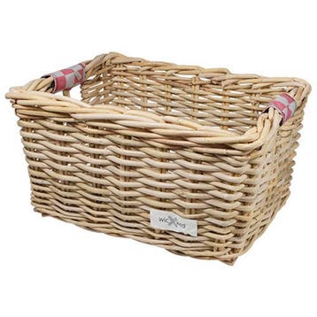 Wicked Rieten Fietsmand L Pink Checker naturel, Fietsen en Brommers, Fietsaccessoires | Fietsmanden, Verzenden, Nieuw