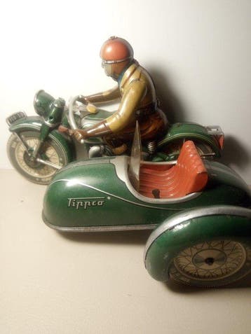 TippCo - Blikken speelgoed - Tippco motorcycle with sidecar