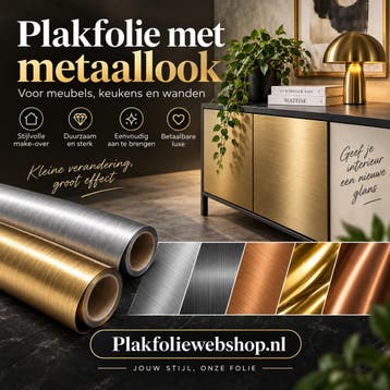 Plakfolie Wrapfolie Metaal RVS Brons Goud Zilver, Nieuw