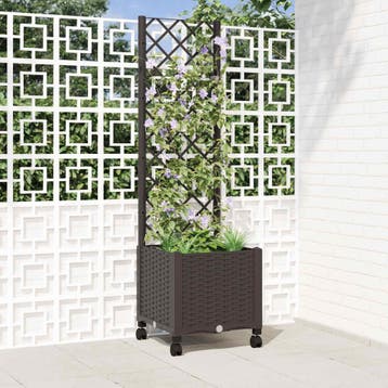 vidaXL Tuinplantbak met schutting en wielen Bruin 40 x 40 x, Verzenden, Nieuw, Minder dan 60 cm, 60 cm of meer