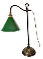 Lamp - Emaille, Metaal - Oude bankierslamp - 53 cm