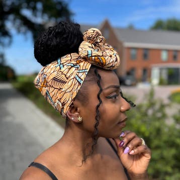 Afrikaanse Zalmkleurig Flower stems hoofddoek - headwrap, Ophalen of Verzenden, Nieuw